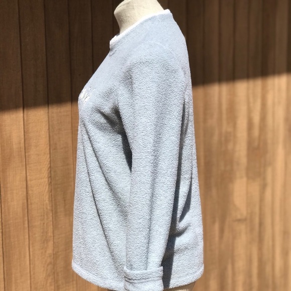 Vintage Cat Fleece Sweatshirt Embroidered Applique Gray Women's Petite S PS 1980 - Picture 4 of 8